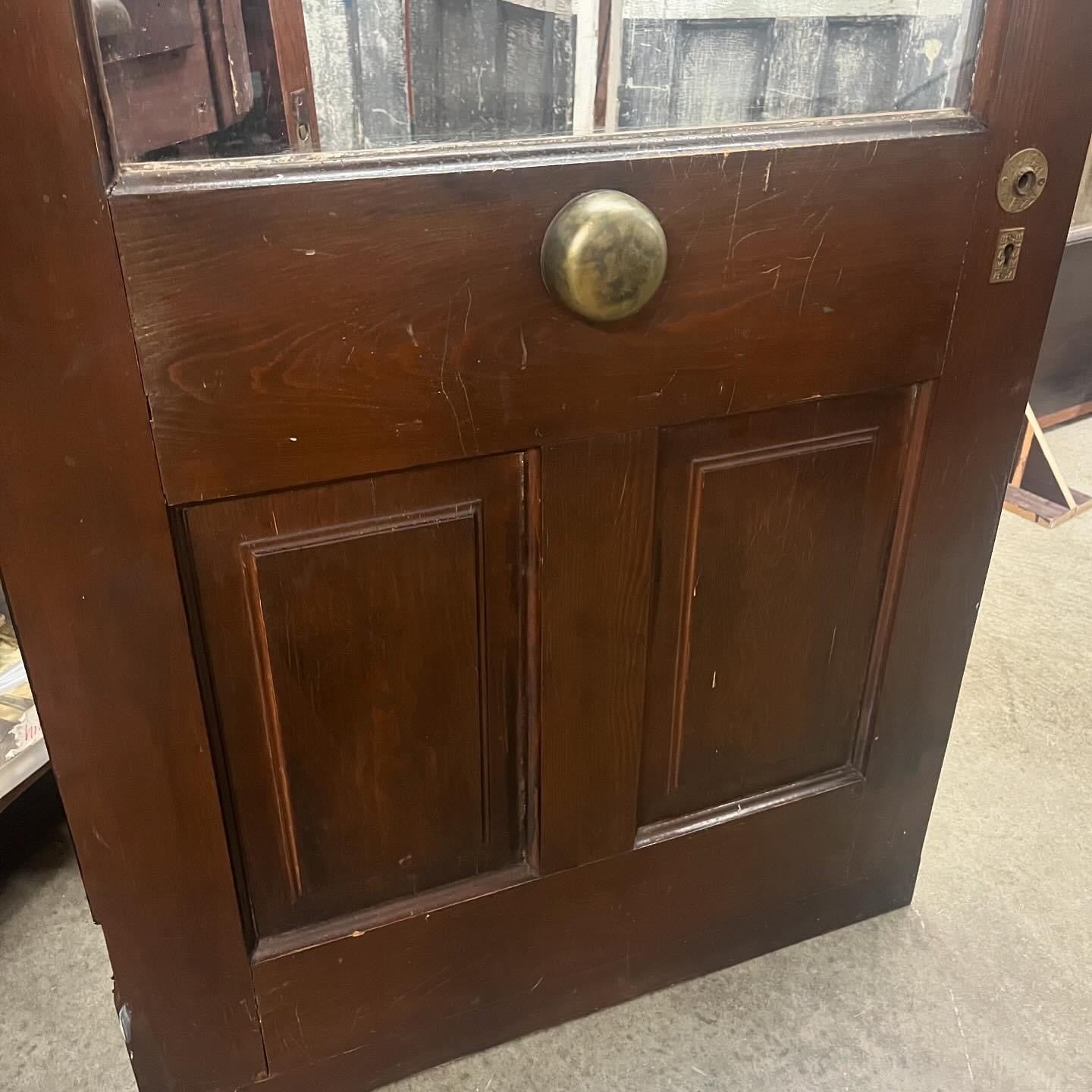 Antique Door with Wavy Glass and Doorbell