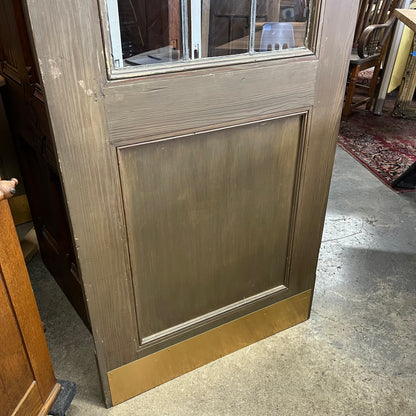 Tall Solid Antique Door With Original Leaded Glass From An Early 1900s Church