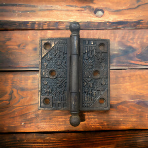 Antique Decorative Cast Iron Door Hinges 3 1/2” x 3 1/2”