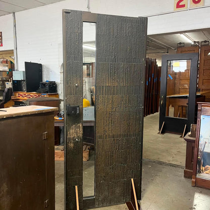 Vintage Textured Brass Storefront Door with Long Glass Pane