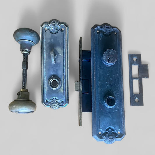 Antique Brass Exterior Door Hardware Set With Corbin Mortise Lock