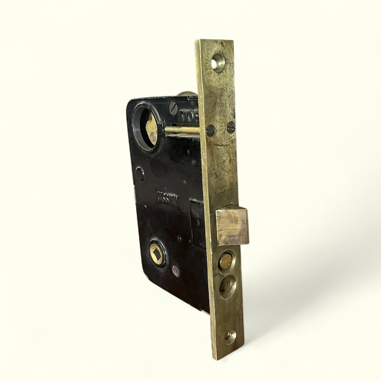 Antique Russwin 11240 1/2 Brass Exterior Door Mortise Lock with Deadbolt