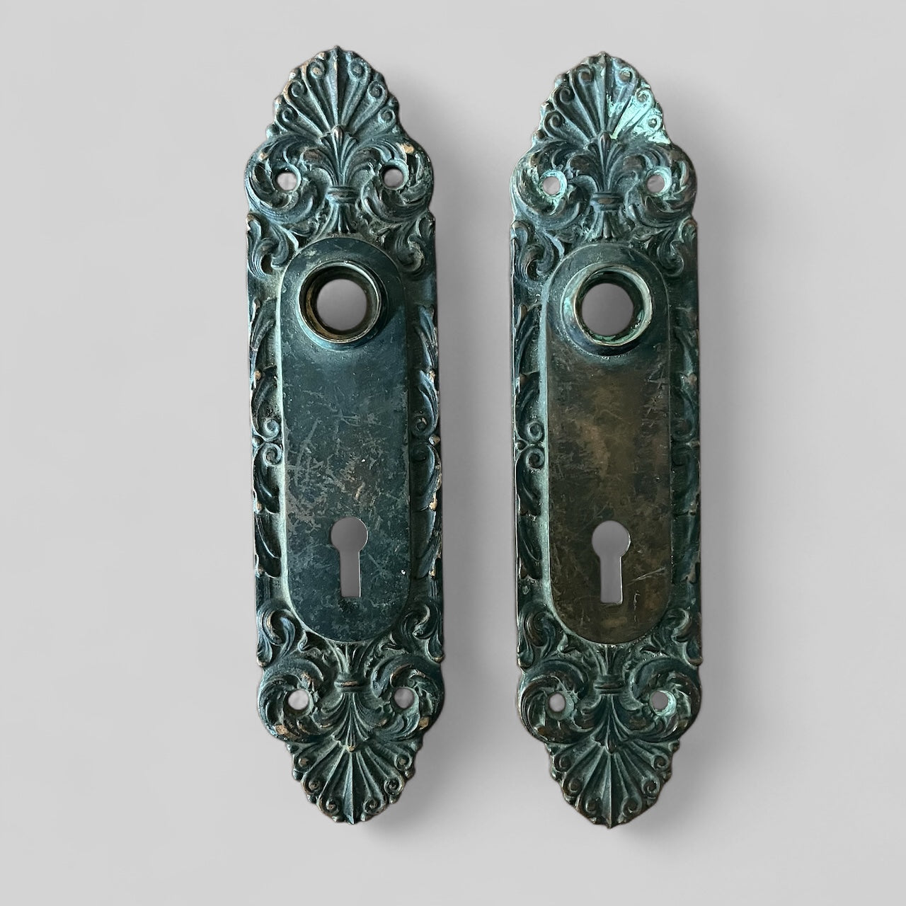 Antique Cast Bronze Escutcheons - Pair