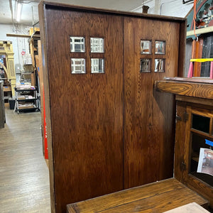 Antique Craftsman Style Swing Doors With Small Beveled Glass Panes - Includes Frame and Trim