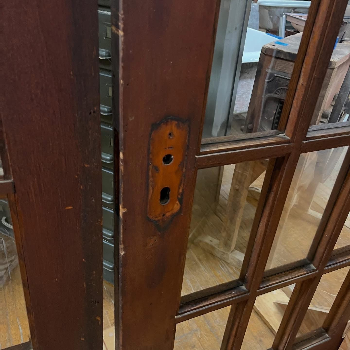 Tall Antique Oak French Doors With Glass From Late 1800s