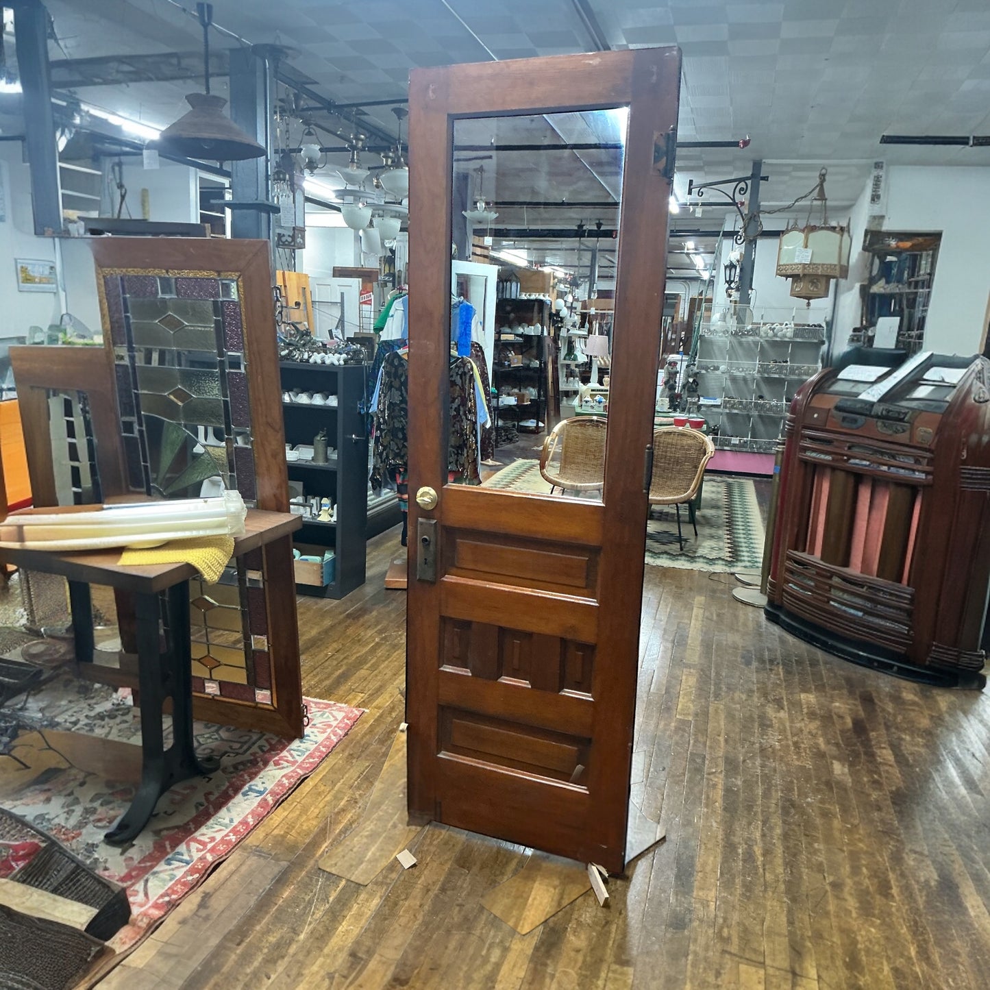 Antique Single Pane Exterior Door With Wavy Glass