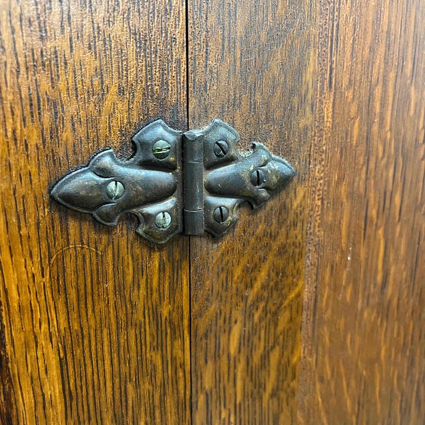 Tall Antique Oak Built-In Pantry