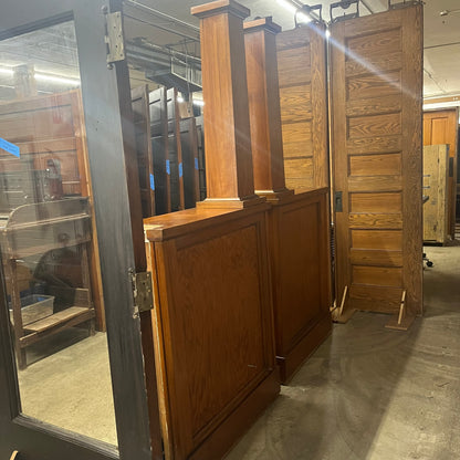 Antique Oak Colonnades with Beveled Glass Cabinets