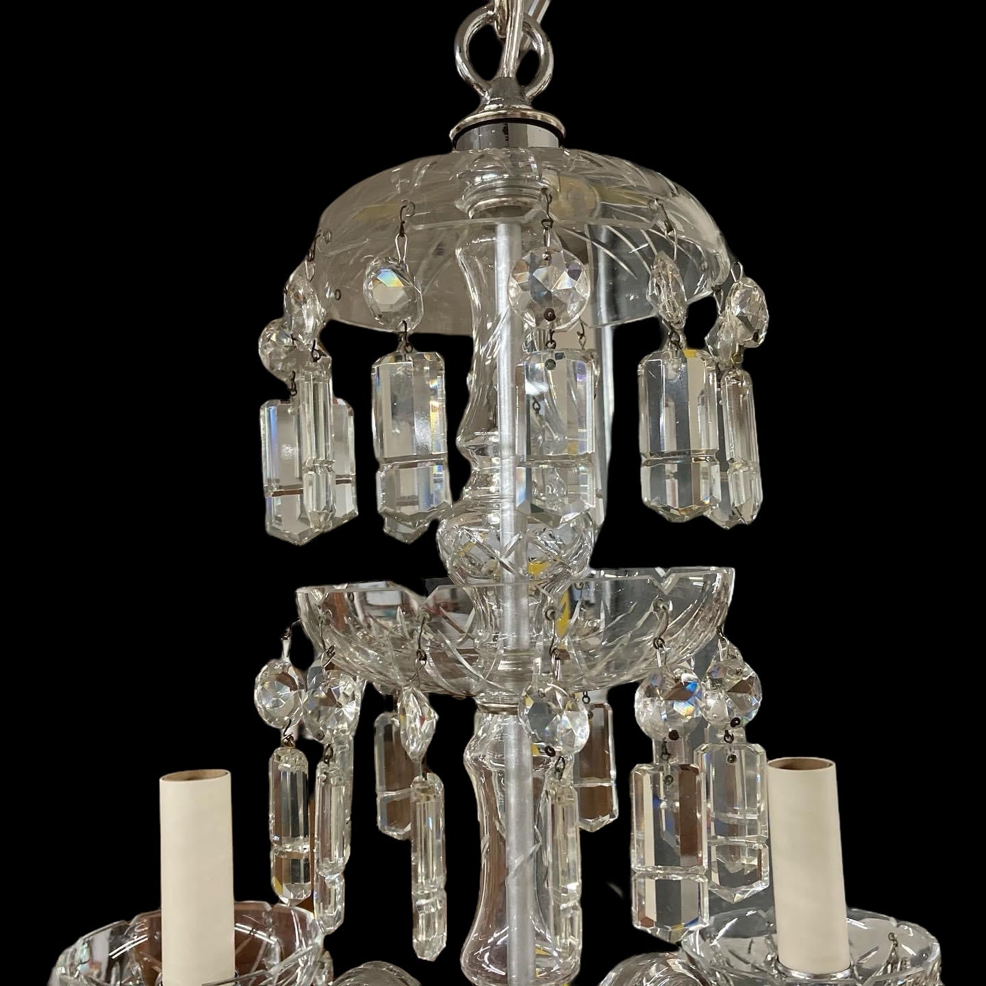 Antique Crystal Five Arm Chandelier (Rewired)