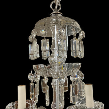 Antique Crystal Five Arm Chandelier (Rewired)