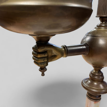 Antique (1890s) Victorian Double Banquet Oil-Burning Brass and Marble lamp