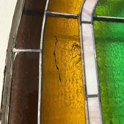 Large Antique Arched Stained Glass Window