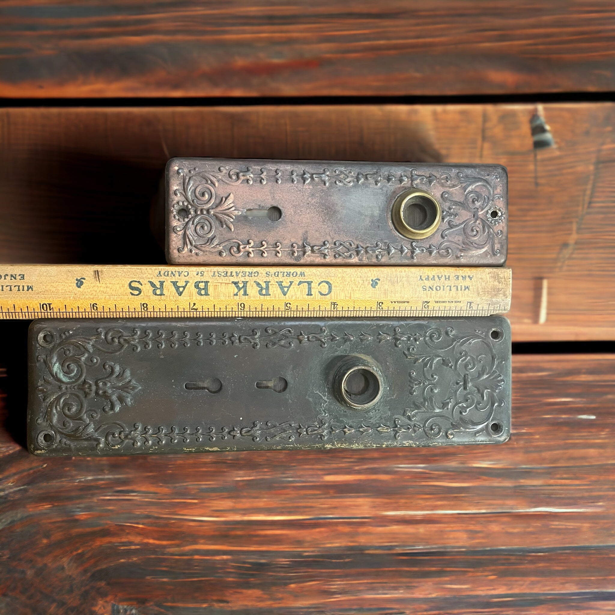 Antique Victorian Brass Entry Door Lock Set