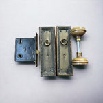 Load image into Gallery viewer, Antique 1920s Russell &amp; Erwin Bronze Door Knob Lock Set
