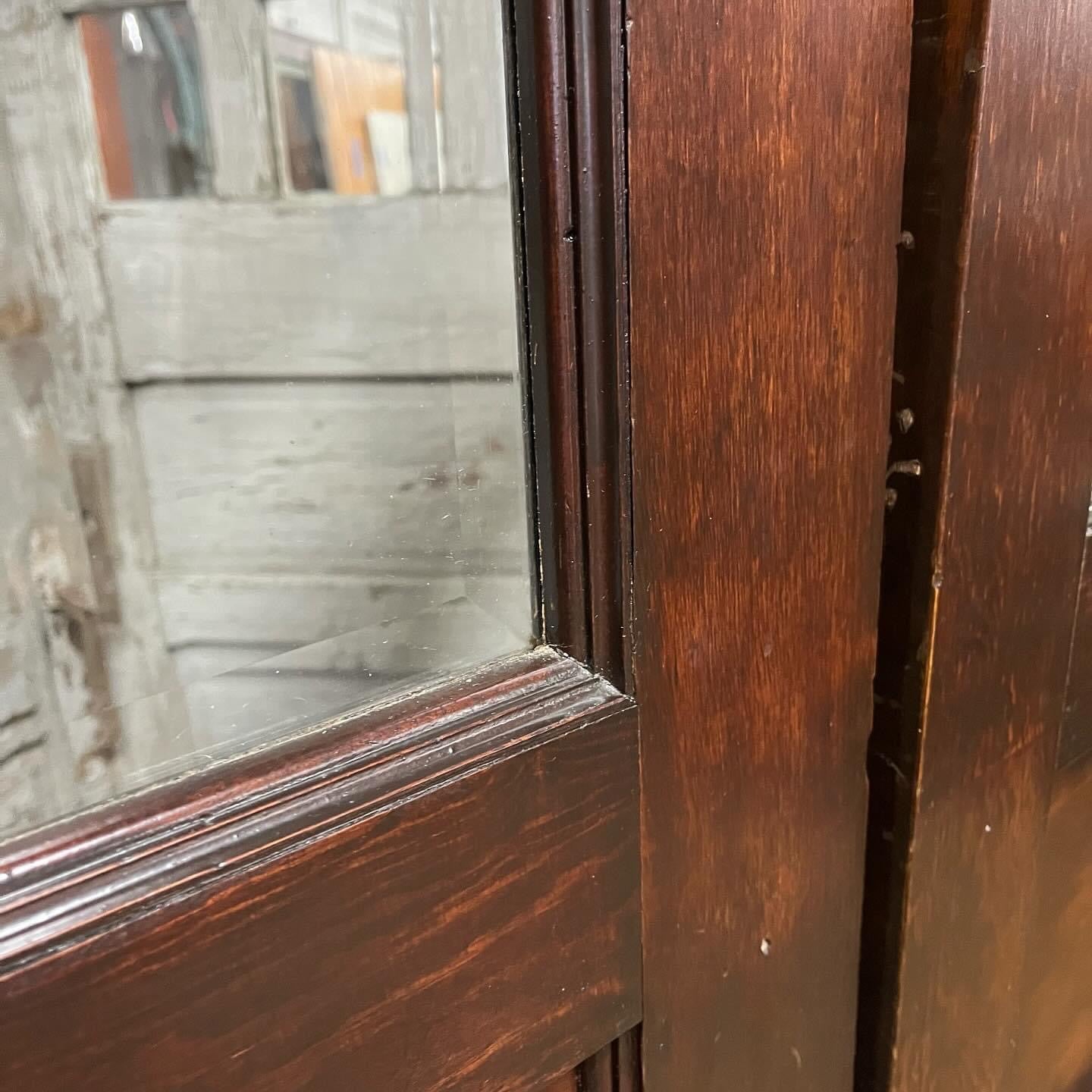 Antique Double Swing Doors with Original Thick Beveled Glass - Includes Frame