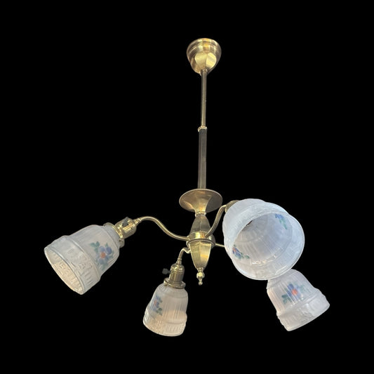 Antique Brass Victorian Four Arm Chandelier