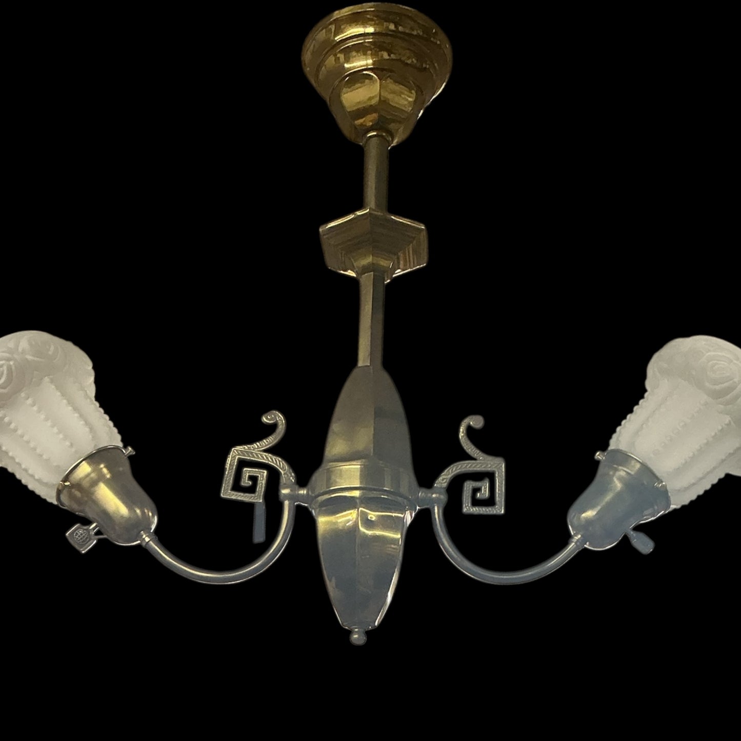 Antique Brass Victorian Two Arm Chandelier