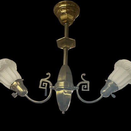 Antique Brass Victorian Two Arm Chandelier