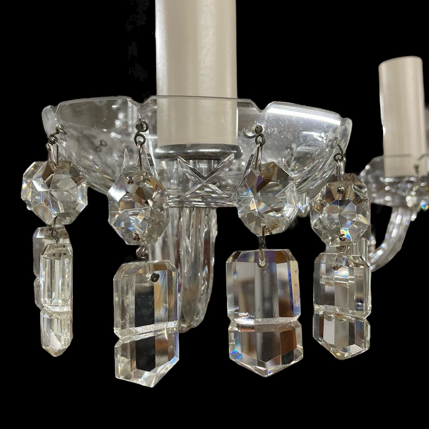 Antique Crystal Five Arm Chandelier (Rewired)
