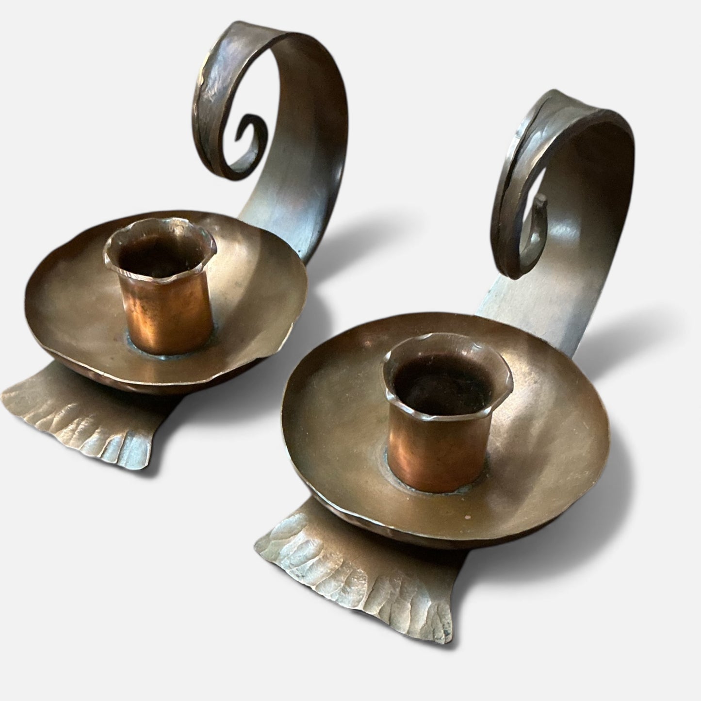 Antique Erhard Glander Copper Candle Holders