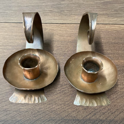 Antique Erhard Glander Copper Candle Holders