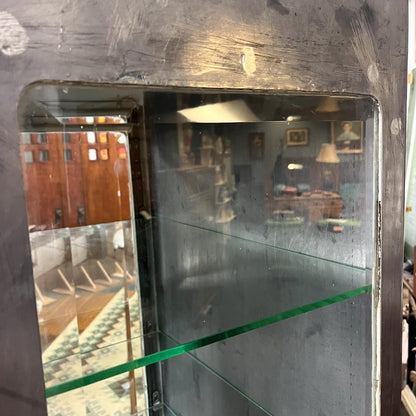 Antique Steel Medical Cabinet With Beveled Glass