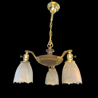 Vintage Victorian Three Arm Chandelier