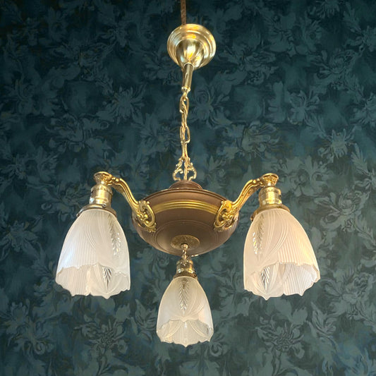 Vintage Victorian Three Arm Chandelier