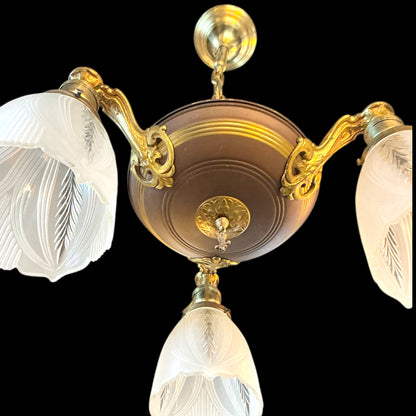 Vintage Victorian Three Arm Chandelier