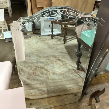 Vintage Medicine Cabinet With Etched Mirror