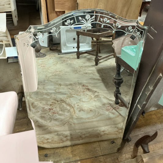 Vintage Medicine Cabinet With Etched Mirror