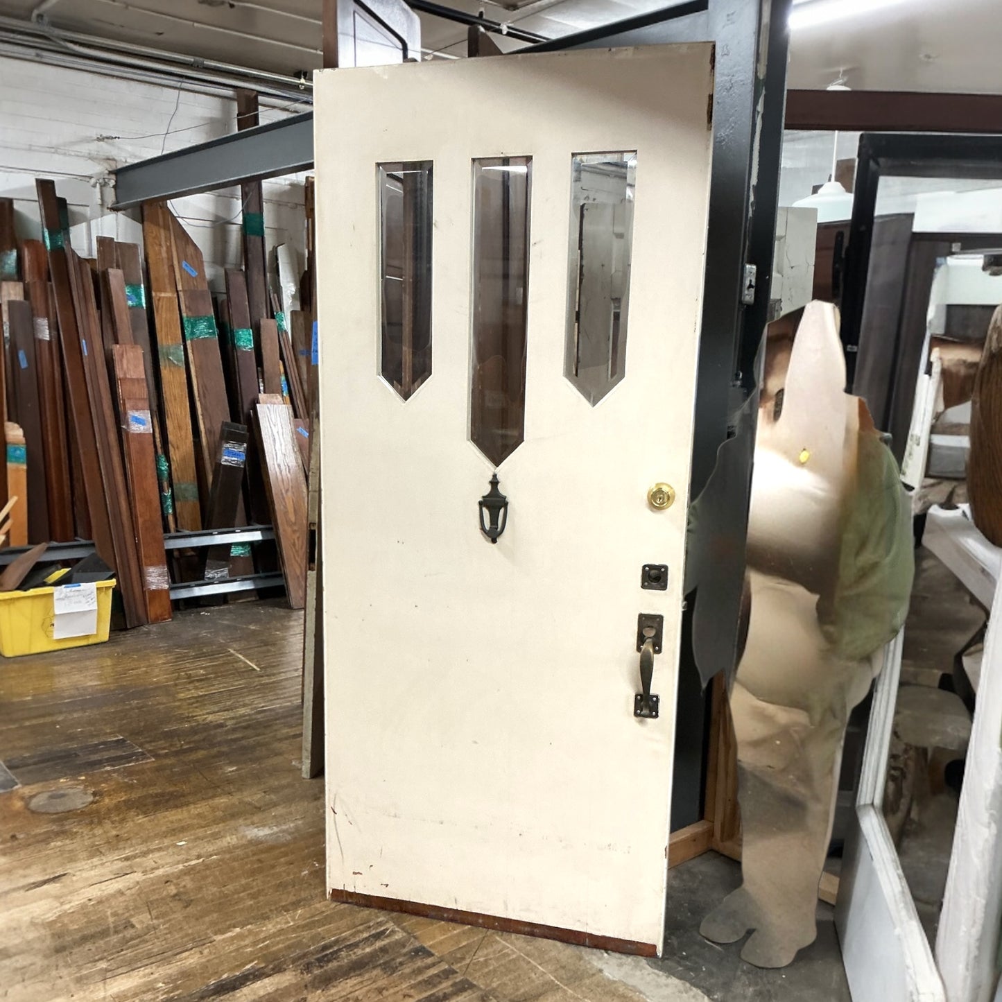 Vintage Oak Craftsman Entry Door with Hardware