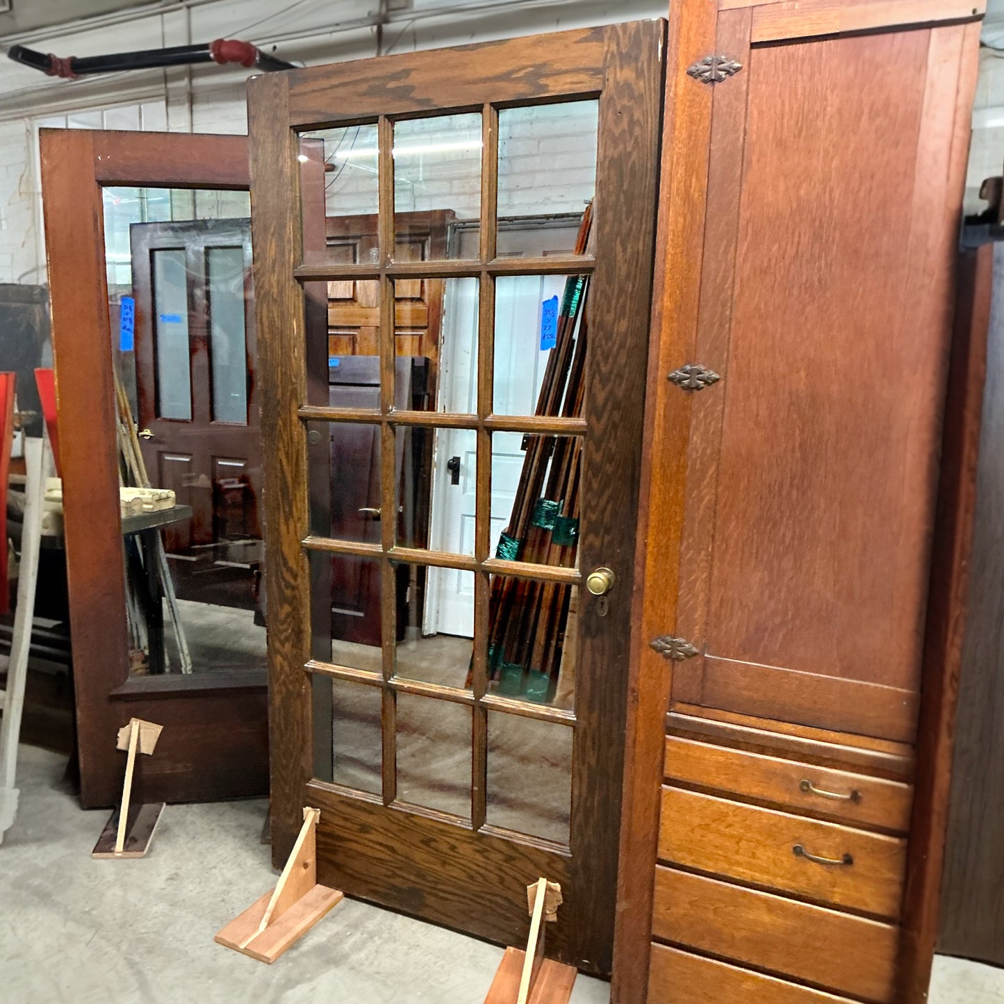 Vintage Fifteen-Pane Interior French Door