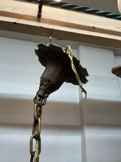 Art Deco Brass Pendant Light Designed For Slipshade(Beardslee)/Rewired