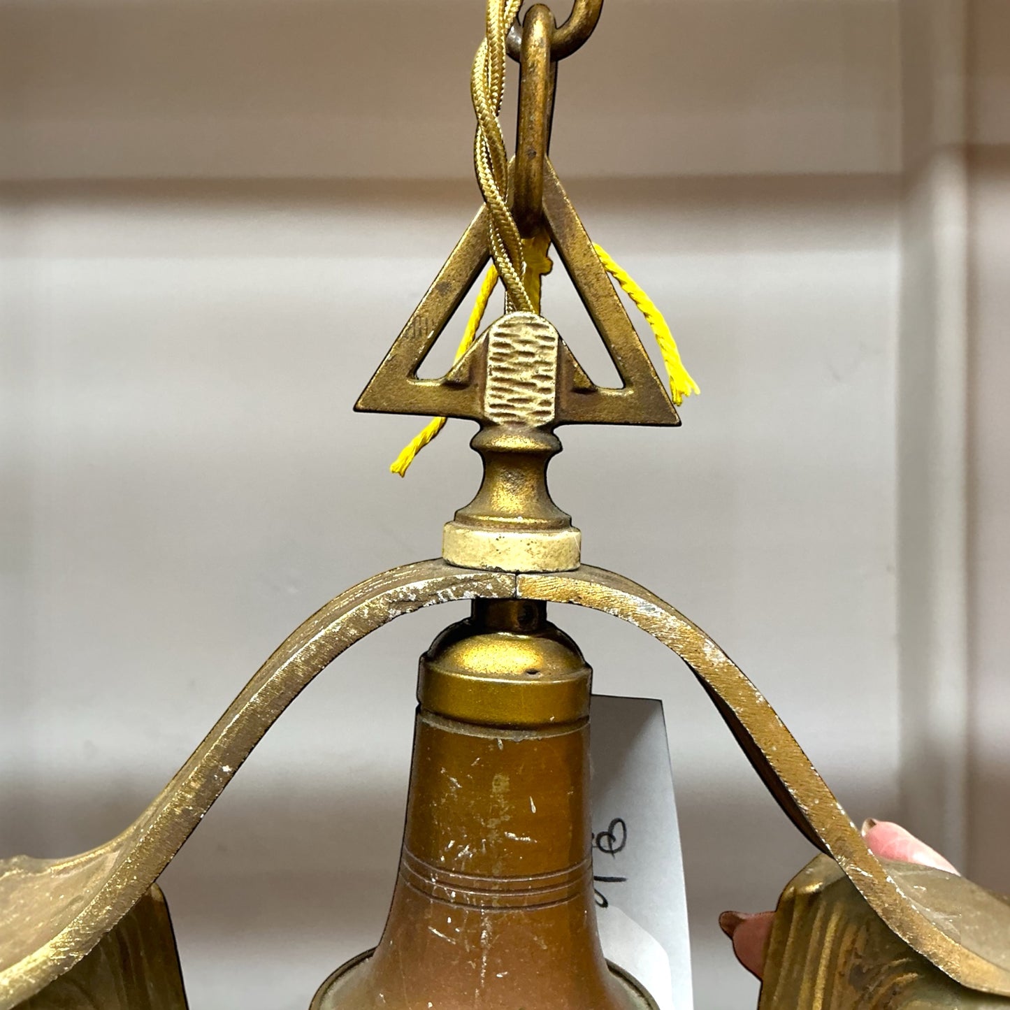 Art Deco Brass Pendant Light Designed For Slipshade(Beardslee)/Rewired