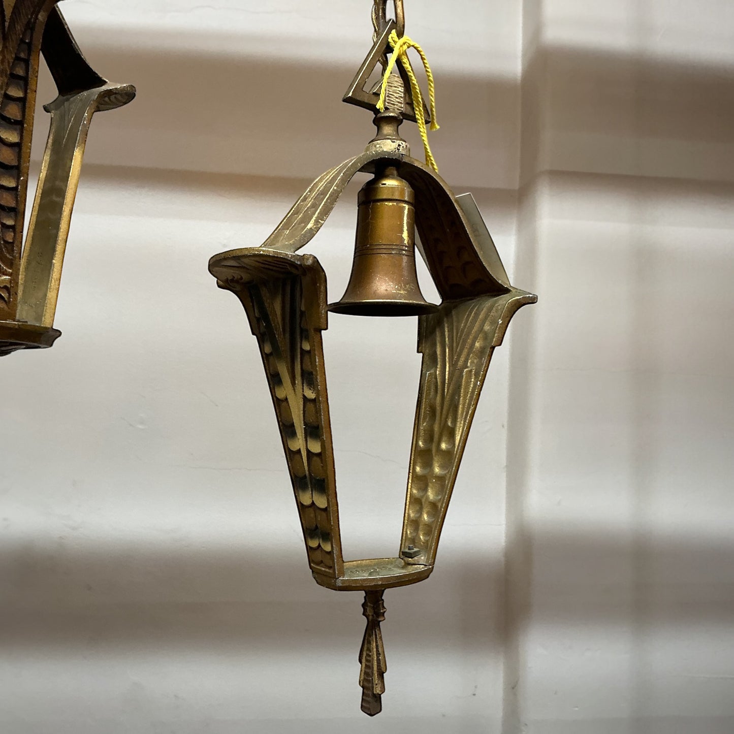 Art Deco Brass Pendant Light Designed For Slipshade(Beardslee)/Rewired