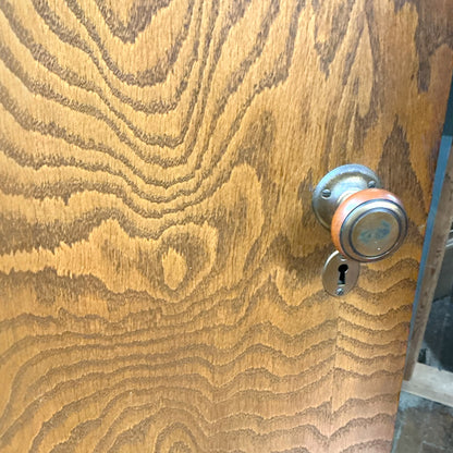 Vintage Oak Exterior Door With Obscure Glass