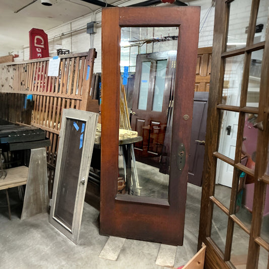 Antique Oak Single Pane Exterior Door(Beveled Glass)