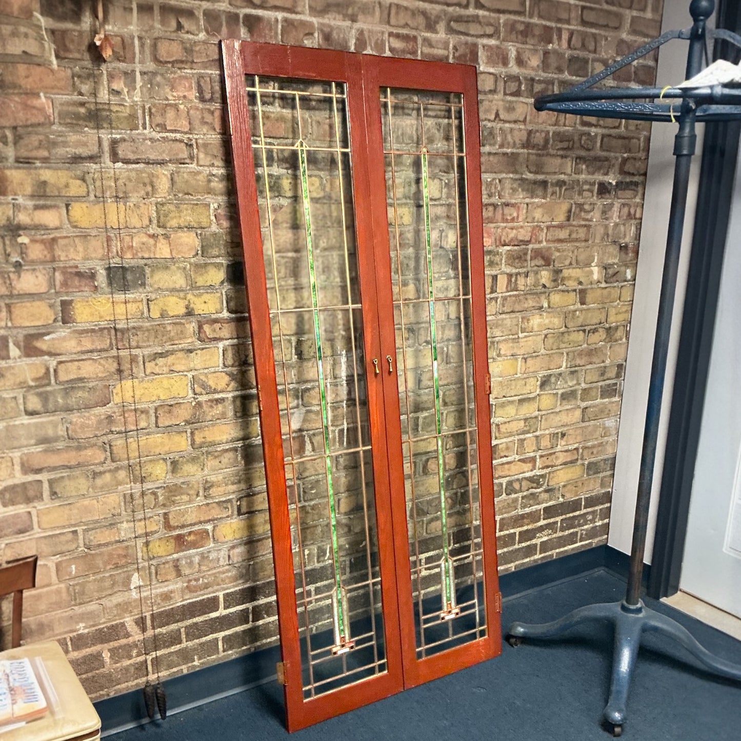 Pair/Cabinet Doors With Stained Glass