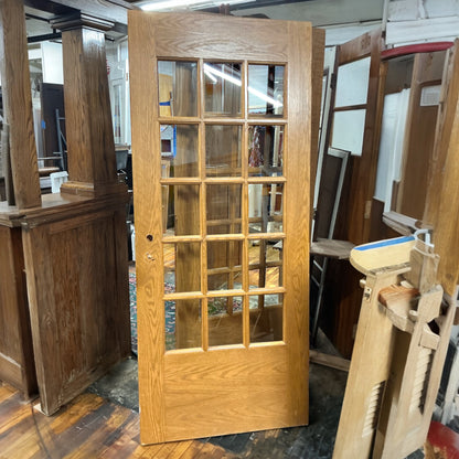 Vintage Oak Fifteen Pane Entry Door