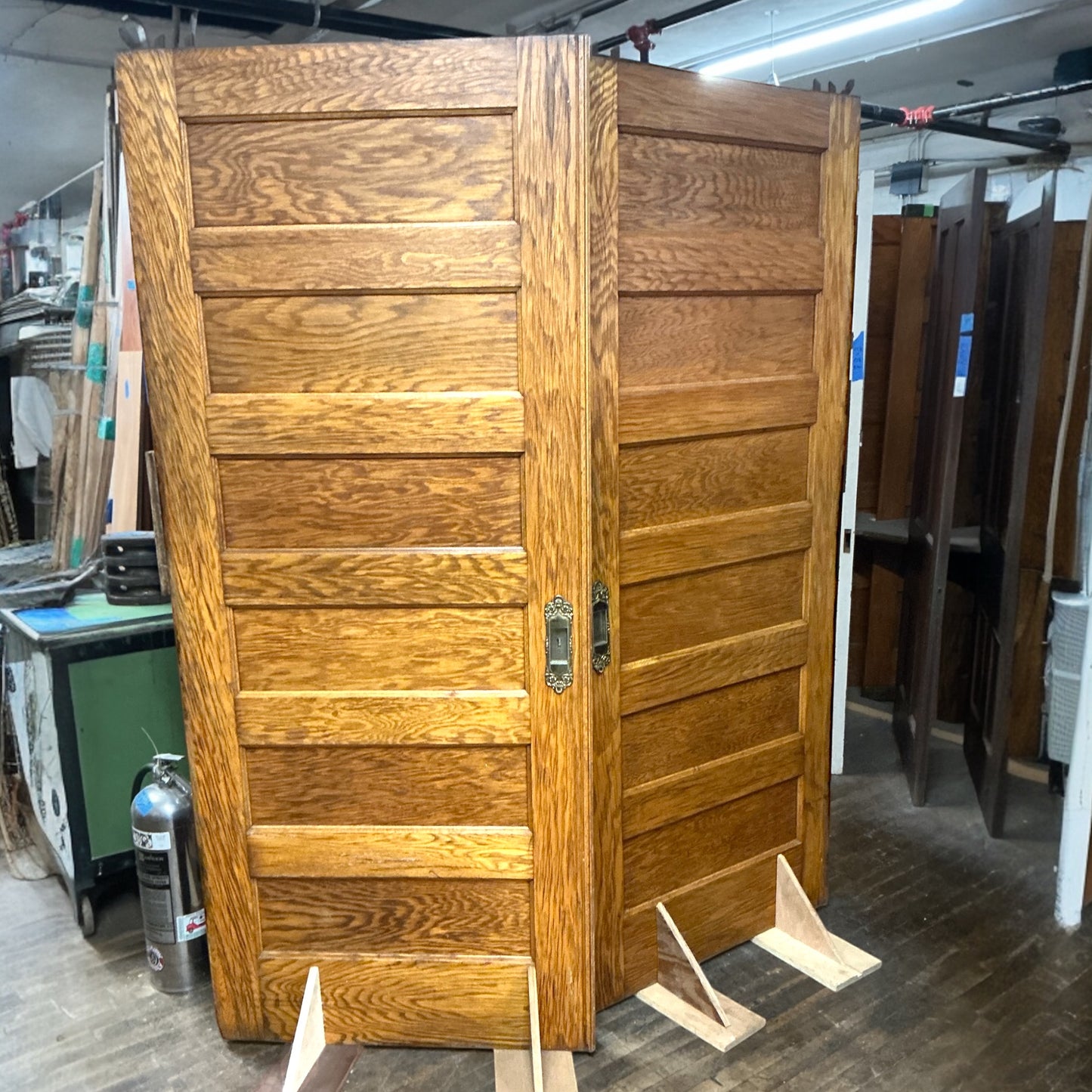 Vintage Oak Six Panel Pocket Doorset