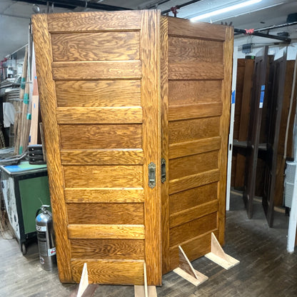 Vintage Oak Six Panel Pocket Doorset