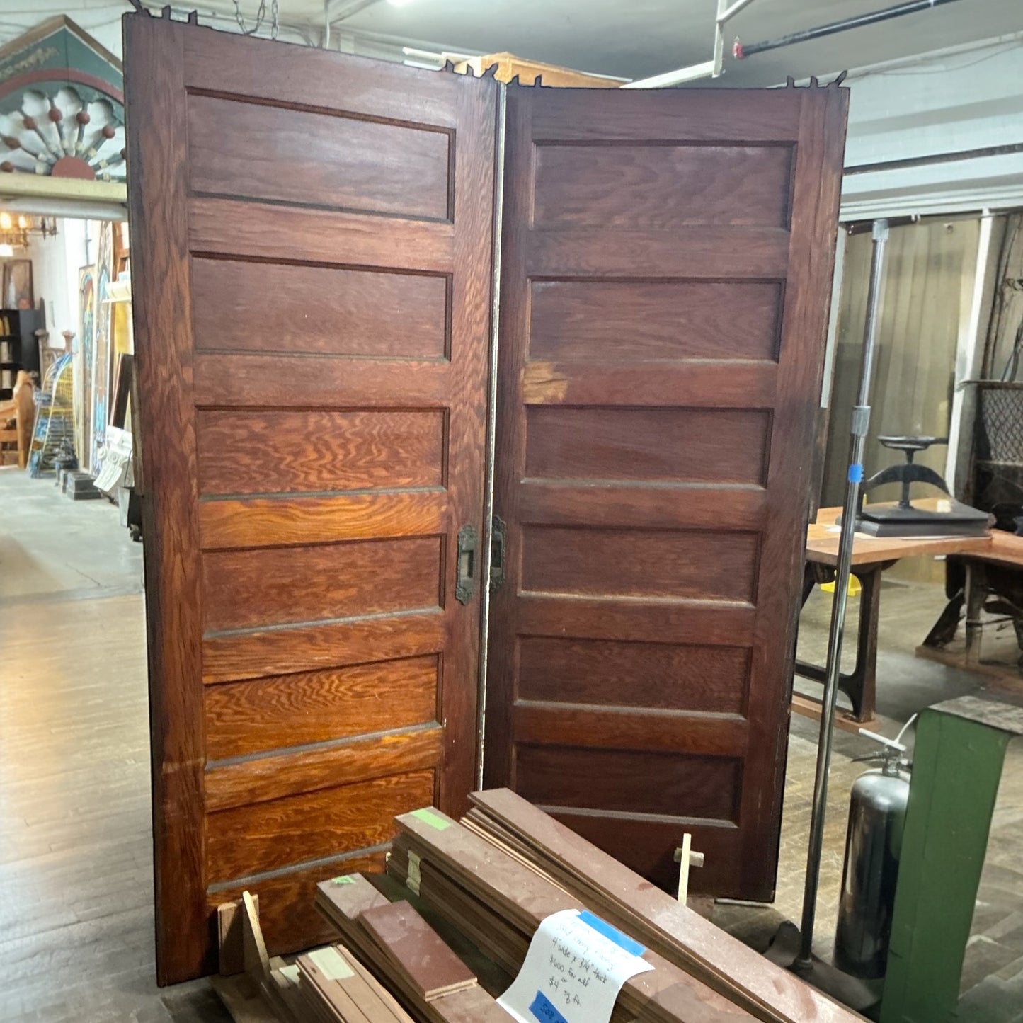Vintage Oak Six Panel Pocket Doorset