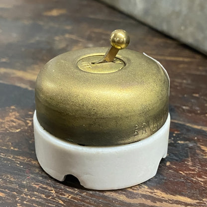 Vintage Ceramic & Brass Toggle Switch