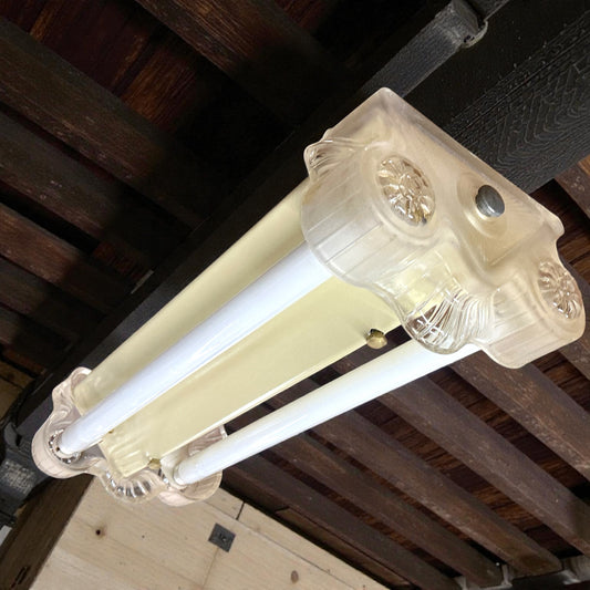 Vintage Art Deco Fluorescent Flush Mount Light