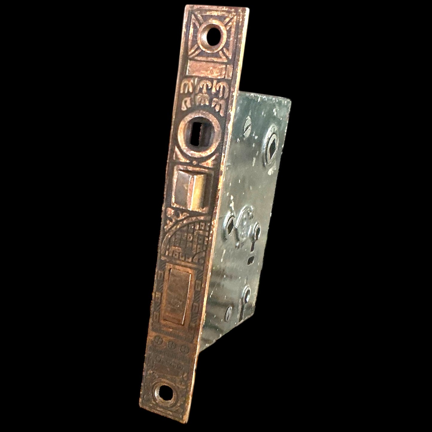 Antique Exterior Mortise Lock; Eastlake Design