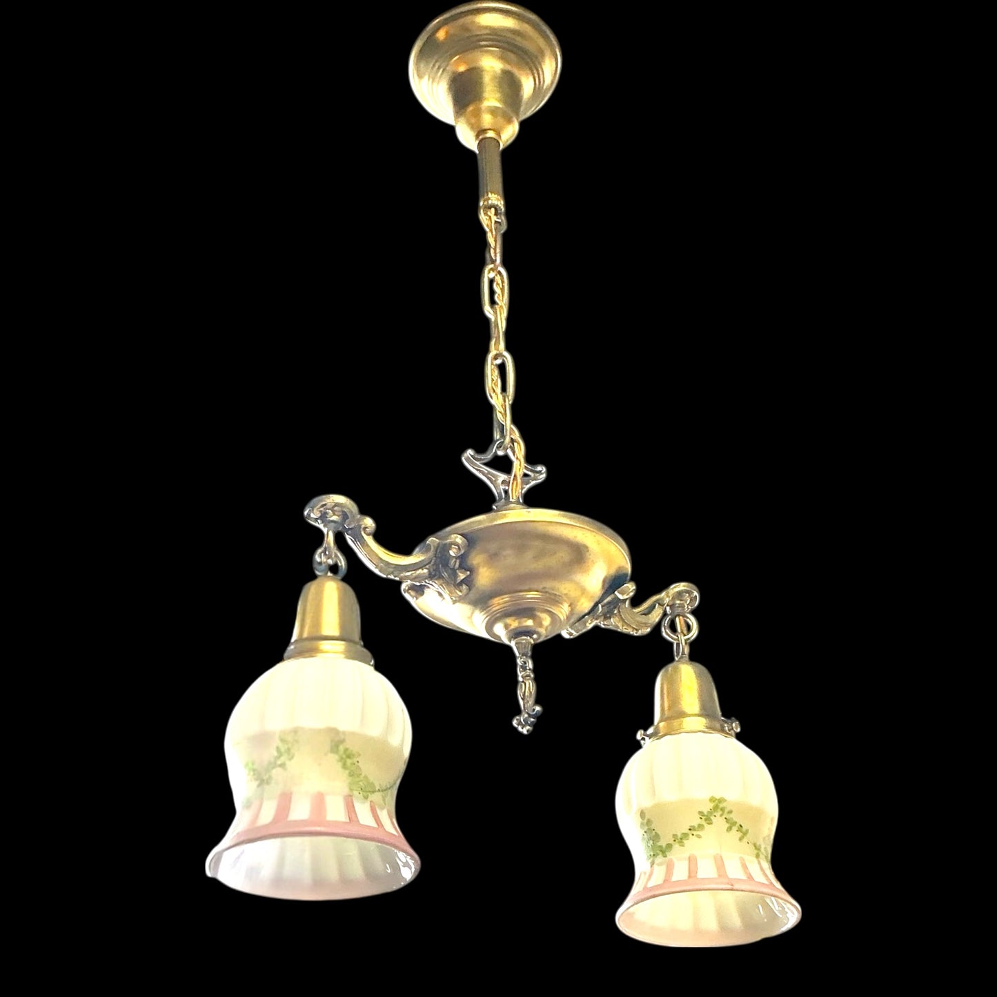 Antique Victorian Two-Arm Pendant Light