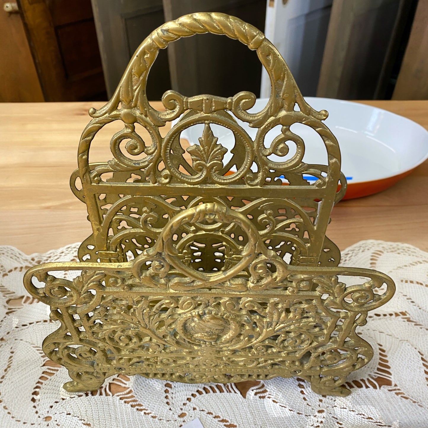 Antique Solid Brass Magazine Holder