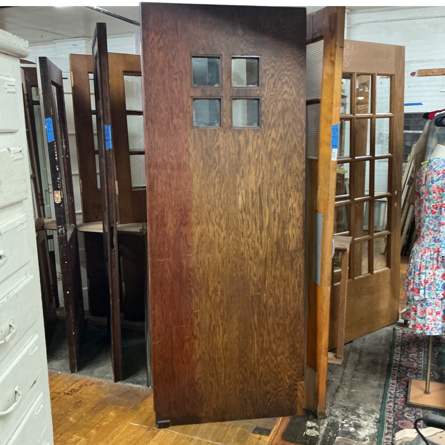 Antique Swing Door With Beveled Panes