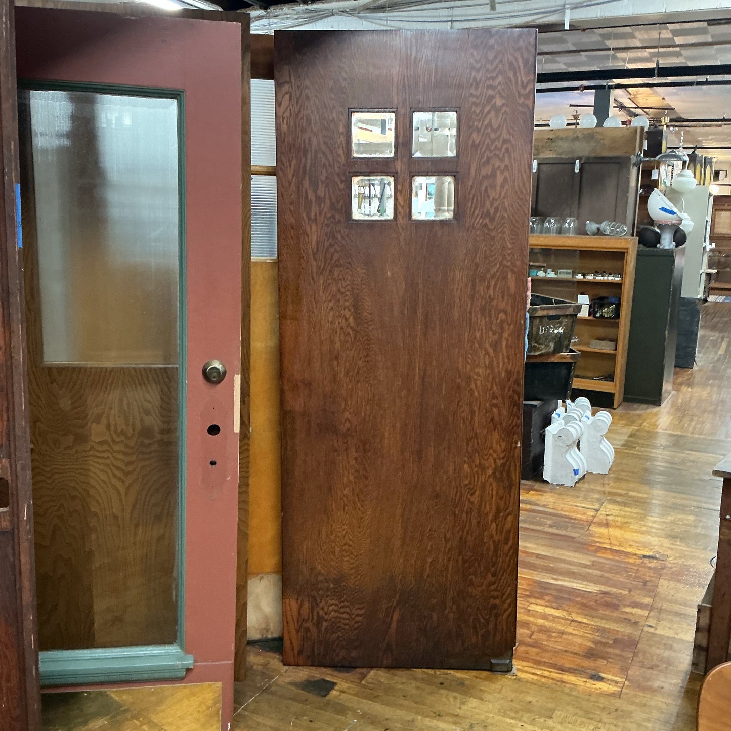 Antique Swing Door With Beveled Panes